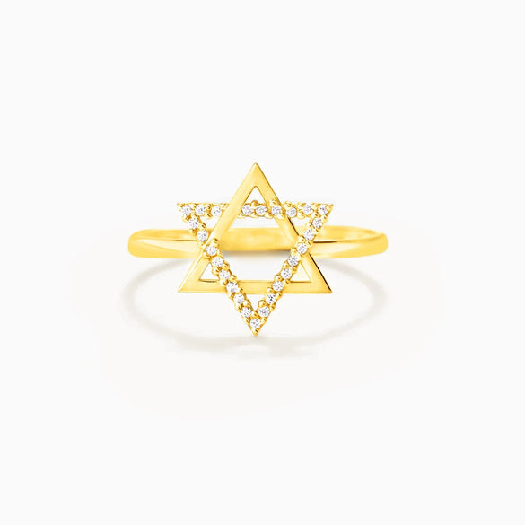 Women's S925 Sterling Silver Geometric Star Hexagon Ring Jewelry With Electroplating