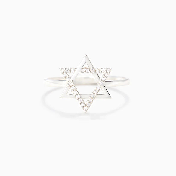 Women's S925 Sterling Silver Geometric Star Hexagon Ring Jewelry With Electroplating