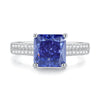 Women's S925 Sterling Silver Geometric Style Fourclaw Yellow Diamond Small Square Sugar Diamond Ring Minimalist Design