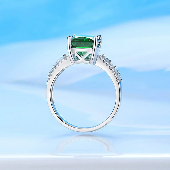 Women's S925 Sterling Silver Geometric Style Fourclaw Yellow Diamond Small Square Sugar Diamond Ring Minimalist Design