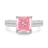 Women's S925 Sterling Silver Geometric Style Fourclaw Yellow Diamond Small Square Sugar Diamond Ring Minimalist Design