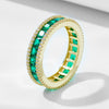 Women's S925 Sterling Silver Geometric Style Ring With Diamond Microinlaid Emerald Zircon