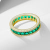 Women's S925 Sterling Silver Geometric Style Ring With Diamond Microinlaid Emerald Zircon