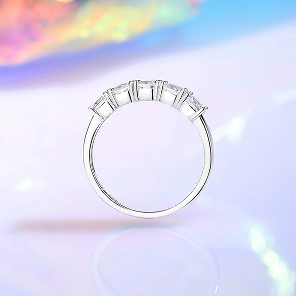 Women's S925 Sterling Silver Geometric Sugar Cube Diamond Ring