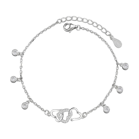 Women's S925 Sterling Silver Geometric Tassel Bracelet With Crystal Electroplated Simple Elegant Hand Jewelry