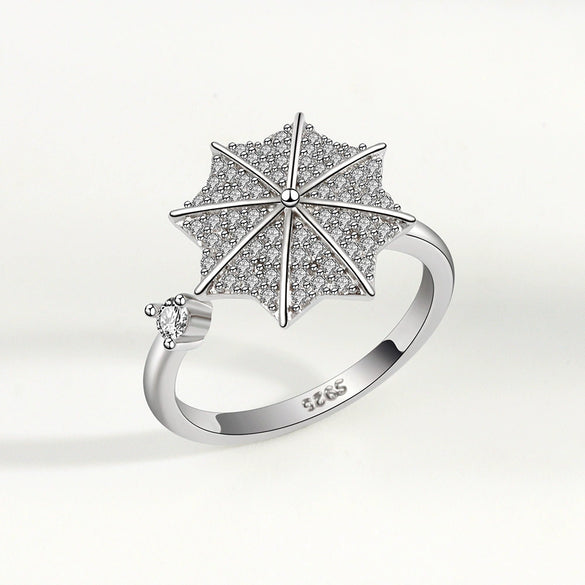 Women's S925 Sterling Silver Geometric Umbrella Ring With Zircon Electroplated Fashion Jewelry