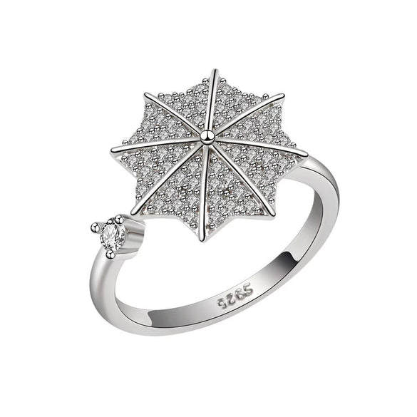 Women's S925 Sterling Silver Geometric Umbrella Ring With Zircon Electroplated Fashion Jewelry