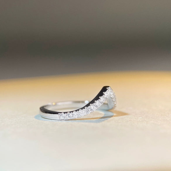 Women's S925 Sterling Silver Geometric Vshaped Stacked Ring Electroplated Does Not Fade