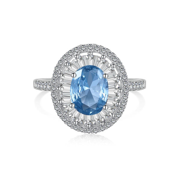 Women's S925 Sterling Silver Geometric Water Drop Bow Ring With Colorful Pagoda Zircon And Exquisite Gemstone Electroplated