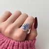 Women's S925 Sterling Silver Geometric Water Drop Bow Ring With Colorful Pagoda Zircon And Exquisite Gemstone Electroplated