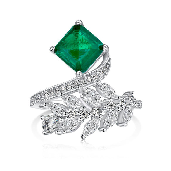 Women's S925 Sterling Silver Geometric Water Drop Bow Ring With Colorful Pagoda Zircon And Exquisite Gemstone Electroplated