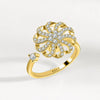 Women's S925 Sterling Silver Geometric Windmill Spinner Ring Adjustable Open Band Electroplated Rotating Decompression Ring