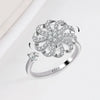 Women's S925 Sterling Silver Geometric Windmill Spinner Ring Adjustable Open Band Electroplated Rotating Decompression Ring