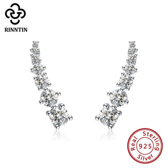 Women's S925 Sterling Silver Geometric Zircon Earrings With Electroplated Retro Elegant Design Fine Jewelry Wholesale