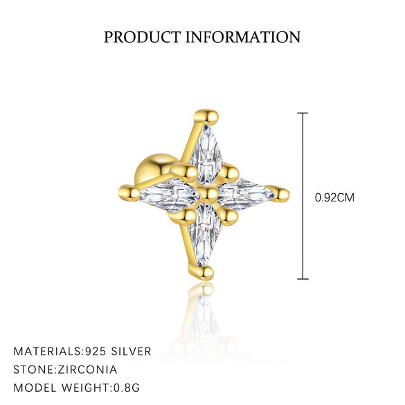 Women's S925 Sterling Silver Geometric Zircon Earrings