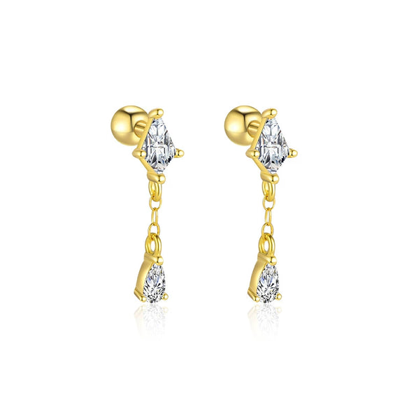 Women's S925 Sterling Silver Geometric Zircon Earrings