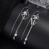 Women's S925 Sterling Silver Geometric Zircon Long Tassel Earrings Light Luxury Fashion Dangle Earrings