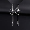 Women's S925 Sterling Silver Geometric Zircon Long Tassel Earrings Light Luxury Fashion Dangle Earrings