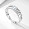 Women's S925 Sterling Silver Geometric Zircon Ring Set With Diamonds