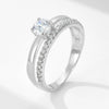 Women's S925 Sterling Silver Geometric Zircon Ring Set With Diamonds