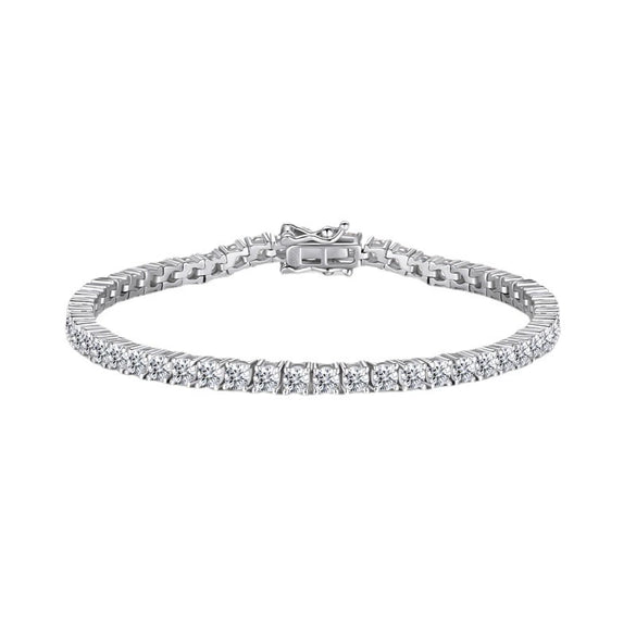 Women's S925 Sterling Silver Geometric Zircon Tennis Chain Bracelet Set With Diamonds
