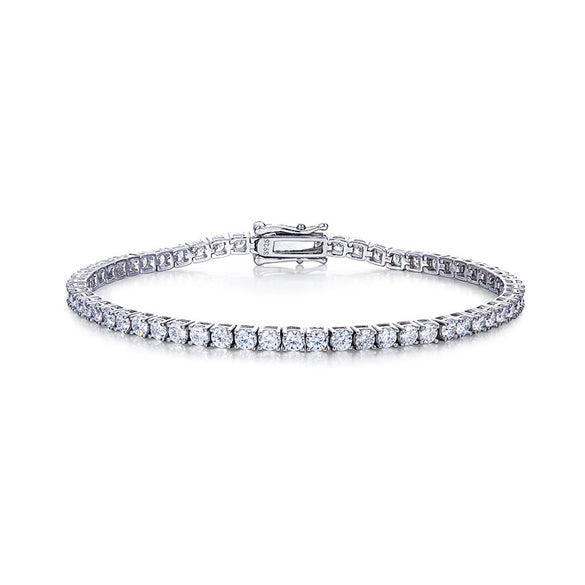 Women's S925 Sterling Silver Geometric Zircon Tennis Chain Bracelet Set With Diamonds