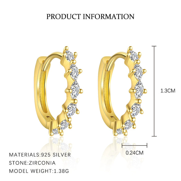 Women's S925 Sterling Silver Geometric Zirconia Light Luxury Fashionable Earrings