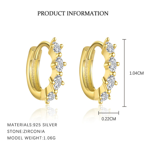 Women's S925 Sterling Silver Geometric Zirconia Light Luxury Fashionable Earrings