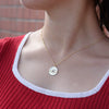 Women's S925 Sterling Silver Gold Plated Vintage Eye Coin Necklace Geometric Round Pendant Cross Chain Collarbone Necklace