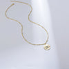 Women's S925 Sterling Silver Gold Plated Vintage Eye Coin Necklace Geometric Round Pendant Cross Chain Collarbone Necklace