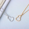 Women's S925 Sterling Silver Gourd Pendant Necklace With Mixed Gem Inlay Hollow Cross Chain Electroplated Clavicle Necklace Gift