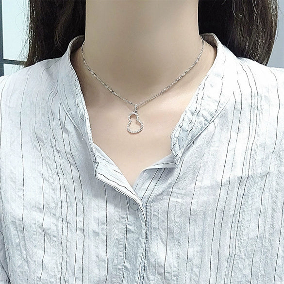 Women's S925 Sterling Silver Gourd Pendant Necklace With Mixed Gem Inlay Hollow Cross Chain Electroplated Clavicle Necklace Gift