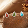 Women's S925 Sterling Silver Gourd Shaped Colored Gemstone Ring Set With Gems