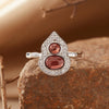 Women's S925 Sterling Silver Gourd Shaped Colored Gemstone Ring Set With Gems