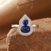 Women's S925 Sterling Silver Gourd Shaped Colored Gemstone Ring Set With Gems