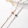 Women's S925 Sterling Silver Heart Bracelet With Diamond Accent Simple Love Memory Bracelet Romantic Gift