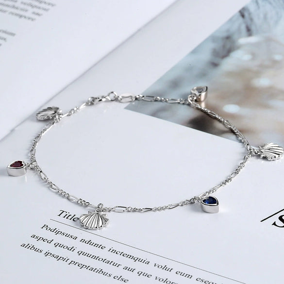 Women's S925 Sterling Silver Heart Peach Pattern Electroplated Bracelet