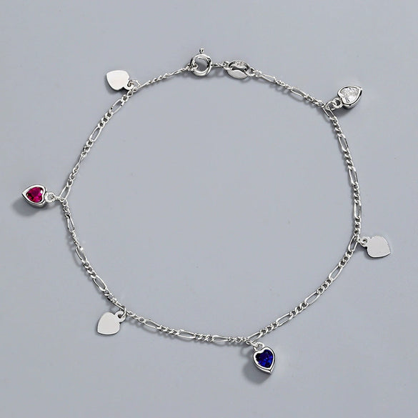 Women's S925 Sterling Silver Heart Peach Pattern Electroplated Bracelet