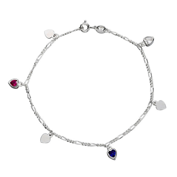 Women's S925 Sterling Silver Heart Peach Pattern Electroplated Bracelet