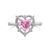 Women's S925 Sterling Silver Heart Shape Ring With Pink Love Zircon Design And Electroplating Treatment