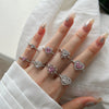 Women's S925 Sterling Silver Heart Shape Ring With Pink Love Zircon Design And Electroplating Treatment