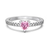 Women's S925 Sterling Silver Heart Shape Ring With Pink Love Zircon Design And Electroplating Treatment