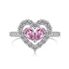 Women's S925 Sterling Silver Heart Shape Ring With Pink Love Zircon Design And Electroplating Treatment