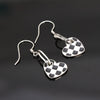 Women's S925 Sterling Silver Heart Shaped Checkerboard Geometric Earrings With Fine Crafted Fashion Design