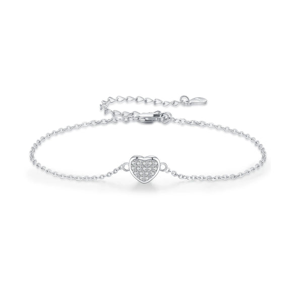 Women's S925 Sterling Silver Heart Shaped Exquisite Niche Design Bracelet With Inlaid Zircon