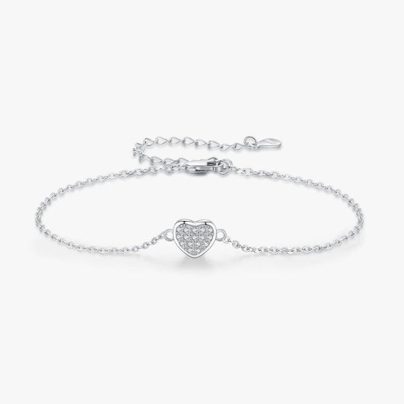 Women's S925 Sterling Silver Heart Shaped Exquisite Niche Design Bracelet With Inlaid Zircon