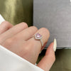 Women's S925 Sterling Silver Heart Shaped Ring With Spot Full Simulation Diamond Love Design Electroplated