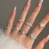 Women's S925 Sterling Silver Heart Shaped Zircon Ring Fashion Sweet Style Electroplated