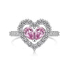 Women's S925 Sterling Silver Heart Shaped Zircon Ring Fashion Sweet Style Electroplated
