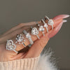 Women's S925 Sterling Silver Heart Shaped Zircon Ring Fashion Sweet Style Electroplated